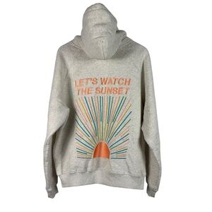 DANDY WORLDWIDE Sweatshirt Hoodie Women L Gray Pullover Lets Watch Sunset Heavy